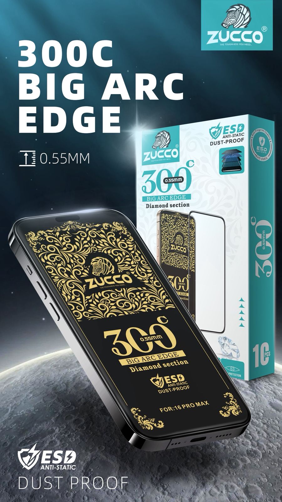 300 CC Tempered Glass for iPhone (10Pcs)